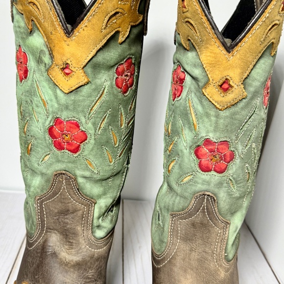 Laredo Womens Miss Kate Size 7.5 Multicolor Suede Cowgirl Western Boots - Picture 5 of 16